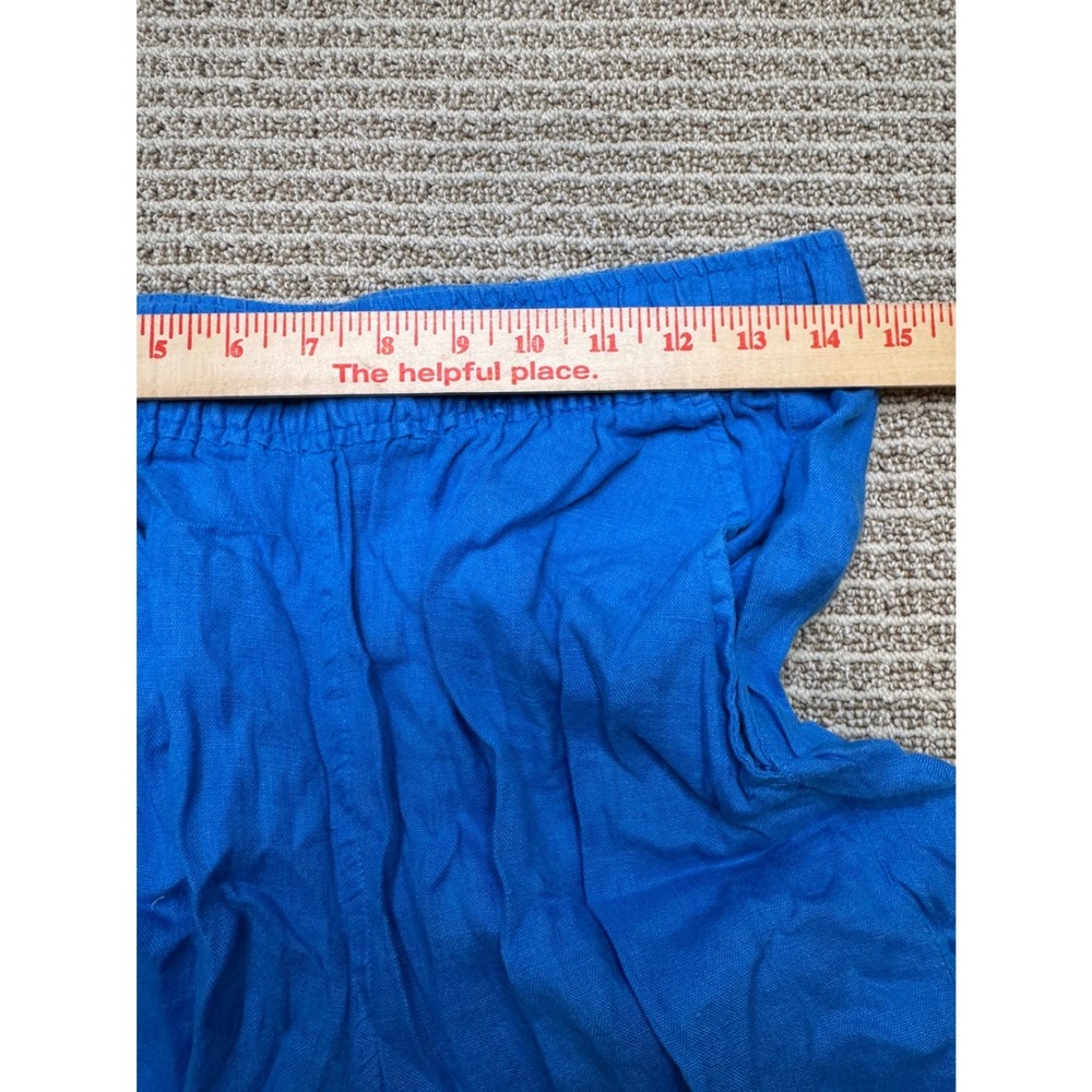 Tahari Essentials 100% Linen Wide Leg Pants Cobalt Blue Elastic Waist Large - Picture 6 of 9